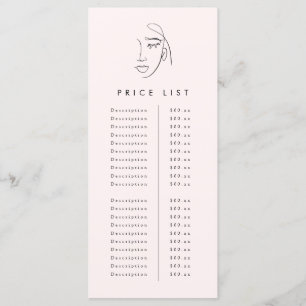 Mooie gezicht prijslijst menu