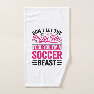 Mooie Gezicht Voetbal Beest Vintage T-shirt Ontwer Handdoek