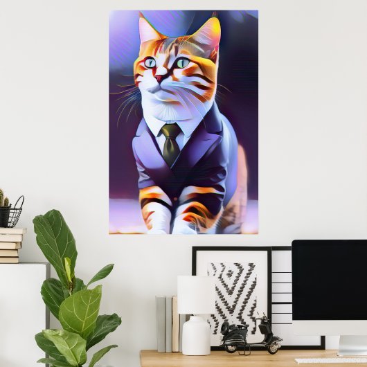 Mooie Ginger Cat Boss D Poster (Thuiskantoor)