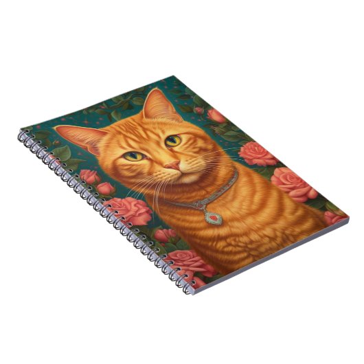 Mooie Ginger Kat en Bloemen Notitieboek (Rechterzijde)