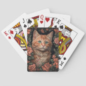 Mooie Ginger Kitten en Bloemen Pokerkaarten (Achterkant)