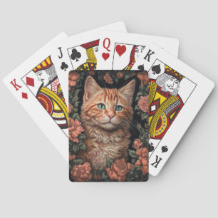 Mooie Ginger Kitten en Bloemen Pokerkaarten