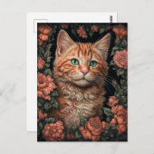 Mooie Ginger Kitten en Flowers Briefkaart (Voorkant / Achterkant)