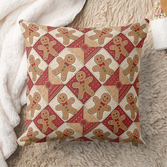 Mooie Gingermann Patchwork Patroon Stijl Kussen (Deken)