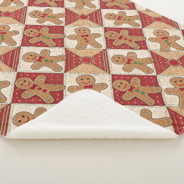 Mooie Gingermann Patchwork Patroon Stijl Sherpa Deken