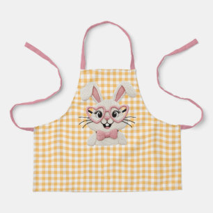 Mooie Gingham Konijn met Roze Hart Bril Schort