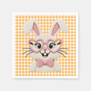 Mooie Gingham Konijn Roze Harten Bril Servet