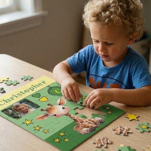 Mooie giraff foto naam groen geel kinderen legpuzzel