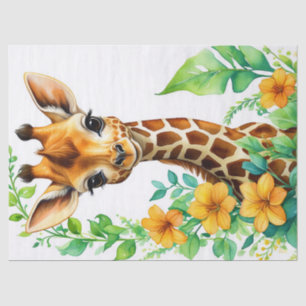 Mooie Giraffe Dier & Sinaasappel Bloem Decoupage Tissuepapier