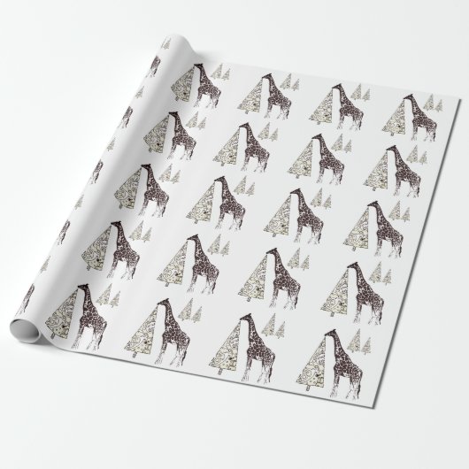 Mooie Giraffe en decoratieve bomen Cadeaupapier (Uitgerold)
