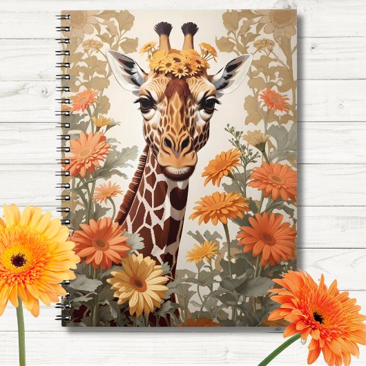 Mooie Giraffe en Gerbera Daisy Flowers Notitieboek