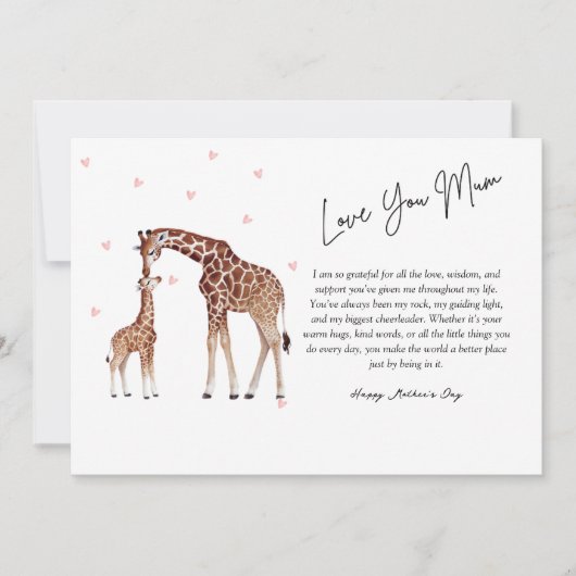 Mooie giraffe Moederdag kaart (Voorkant)
