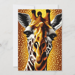 Mooie Giraffe op een Glitter Gold-achtergrond Feestdagenkaart