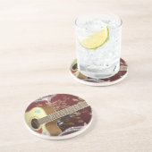 Mooie gitaar met een Afrikaans motief Zandsteen Onderzetter (Zijkant)