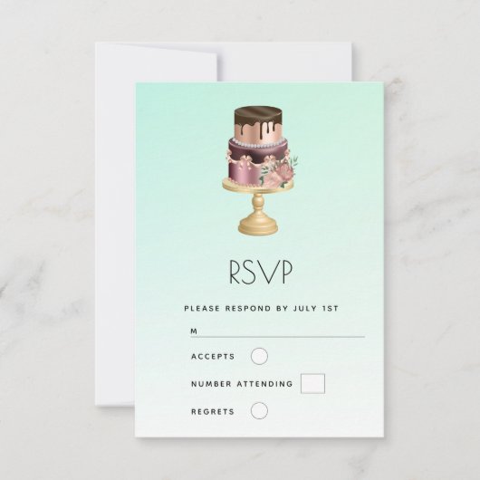Mooie Glam Party Cake RSVP Kaartje (Voorkant)