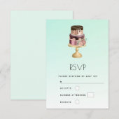 Mooie Glam Party Cake RSVP Kaartje (Voorkant / Achterkant)