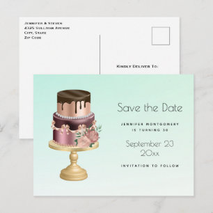 Mooie Glam Party Cake Save the Date Uitnodiging Briefkaart
