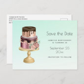 Mooie Glam Party Cake Save the Date Uitnodiging Briefkaart (Voorkant / Achterkant)