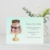 Mooie Glam Party Cake Verjaardag Save The Date (Staand voorkant)