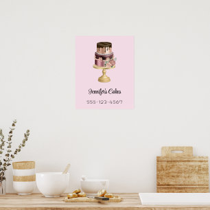 Mooie glanzende Glam Party Cake Business Poster