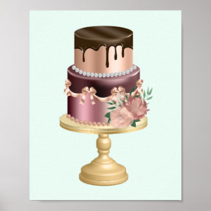 Mooie glanzende Glam Party Cake Poster