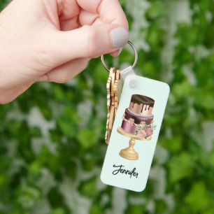 Mooie glanzende Glam Party Cake Sleutelhanger