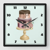 Mooie glanzende Glam Party Cake Vierkante Klok (Voorkant)