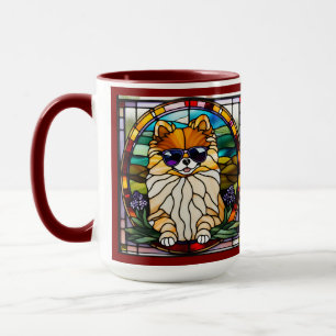 Mooie glas-in-lood koffiemok met Pomeranian Mok