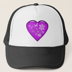 Mooie glazen bloemhart trucker pet
