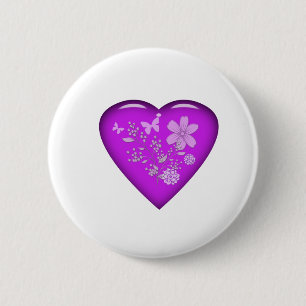 Mooie glazen flessenhart ronde button 5,7 cm