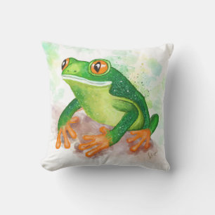 Mooie glinsterende groene kikker kussen