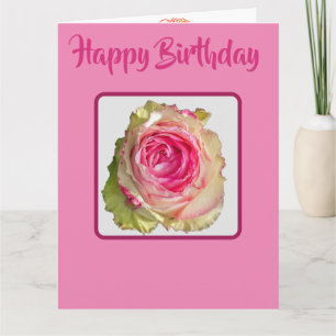 Mooie Glitterende Roze Roos Gelukkig Verjaardag Kaart