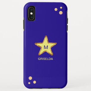 Mooie Glittering Golden Star op blauw iPhone XS Max Hoesje