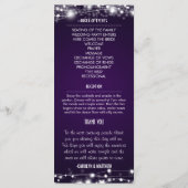 Mooie gloeiende sterren Paarse bruiloft programma (Achterkant)