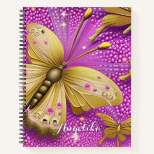 Mooie Gold Butterfly-Waterverf, speciaal gepersona Notitieboek
