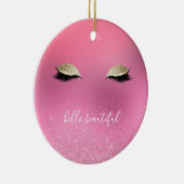 Mooie Gold Pink Glitzy Eyes Keramisch Ornament (Rechts)
