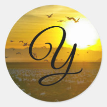 Mooie Golden Sunset Monogram Envelope-zegels