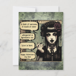 Mooie goth-meisje Valentijnsdag Notitiekaartje