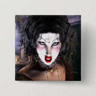 Mooie Gothische Kunst Vierkante Button 5,1 Cm