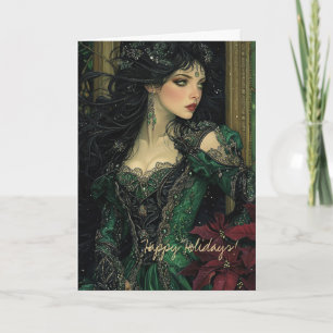 Mooie gotische dame in Emerald Green Gown Kaart