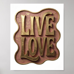Mooie Goud LIVE LOVE Aangepast ontwerp Poster