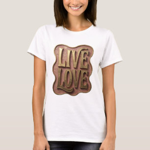Mooie Goud LIVE LOVE Maatwerk Ontwerp T-shirt