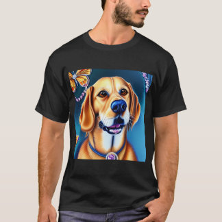 Mooie Goud Retriever Cartoon Karakter Olie Schilde T-shirt