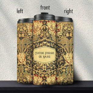 Mooie gouden Art Nouveau Bloemen Damast Naam Thermosbeker