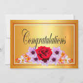 Mooie gouden bloem ontwerp gefeliciteerd kaart (Voorkant)