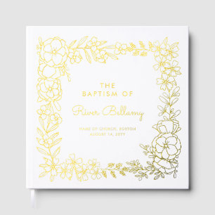 Mooie Gouden Bloemen Lijst Doop Gastenboek