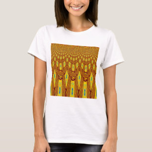 Mooie Gouden Bruin Afrikaanse Tribal Print vector T-shirt