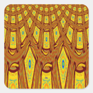 Mooie Gouden Bruin Afrikaanse Tribal Print vector Vierkante Sticker