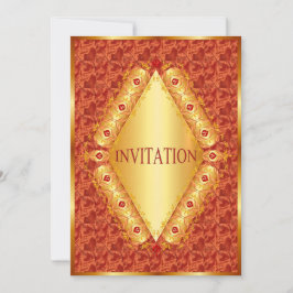 Mooie gouden diamant in sinaasappel uitnodiging