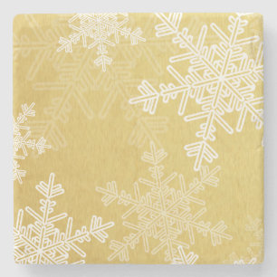 Mooie gouden en witte kerst sneeuwvlokken stenen onderzetter